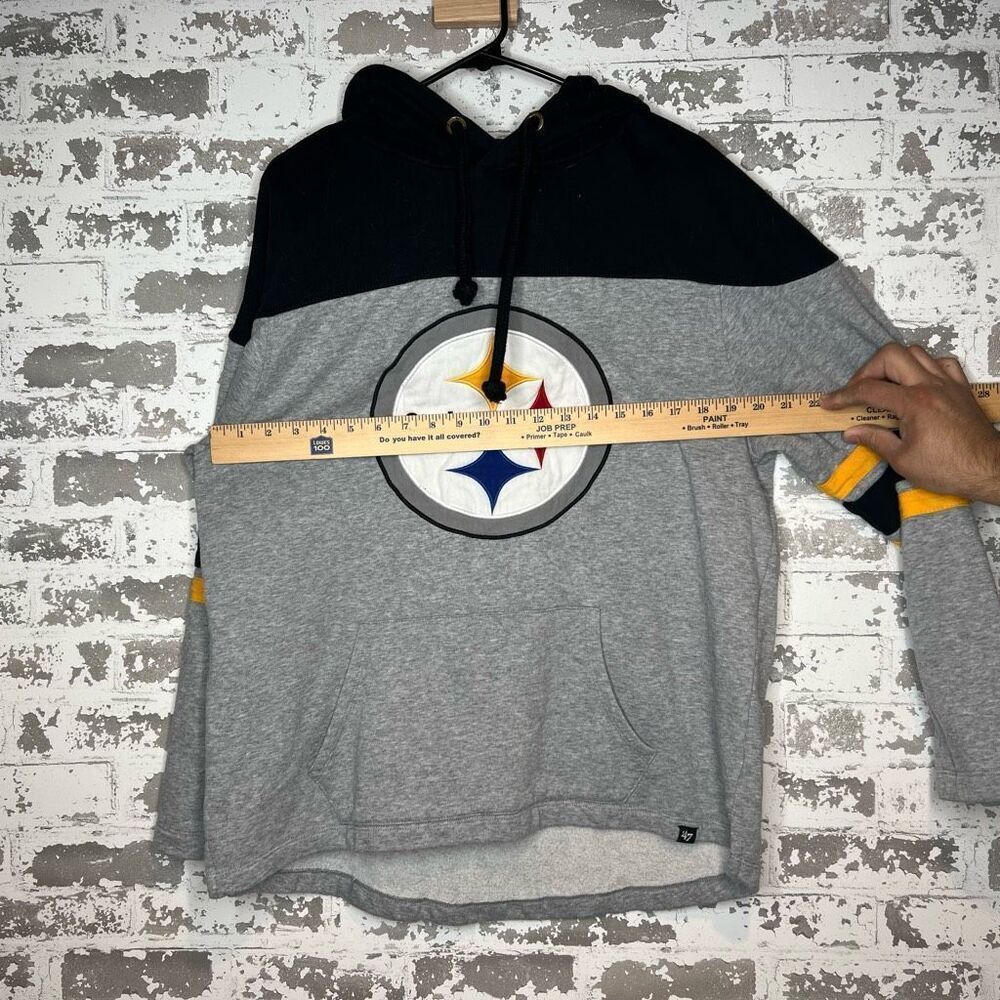 47 Brand Pittsburgh Steelers Gray Black Yellow Pullover Hoodie - Picture 5 of 5